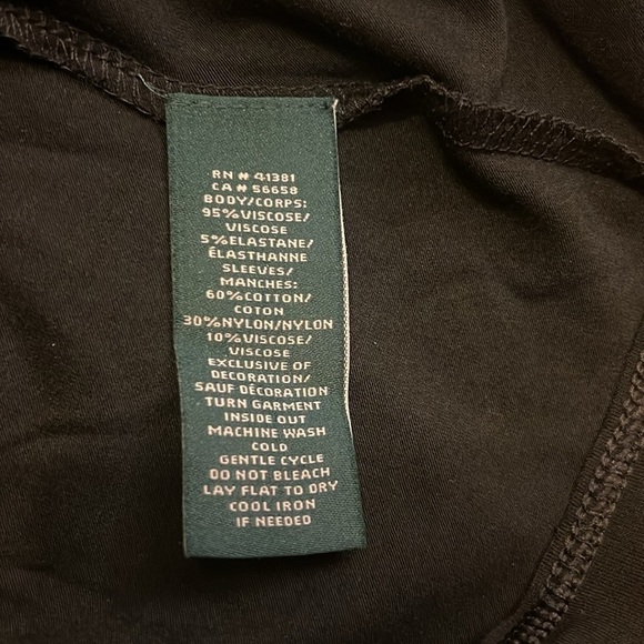 NWT Ralph Lauren Black Lace Sleeve Cotton Viscose Elegant Blouse, Sz. 3XL. - Picture 7 of 9